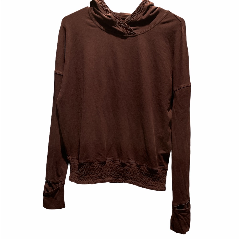Lululemon Burgundy Hoodie with Smocked Hem. Size 6